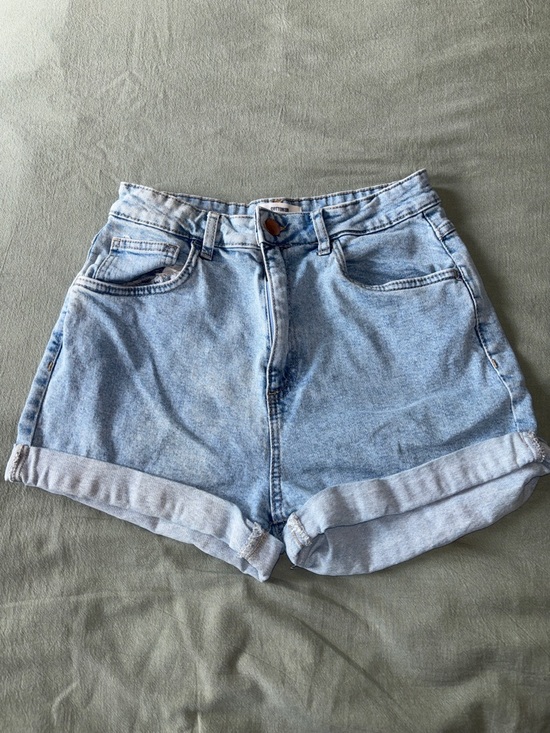 Cotton On Pants - Cotton On Light Blue High-Rise Rolled Hem Denim Shorts